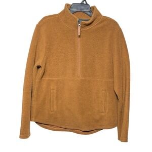 Free Fly Bamboo Sherpa Fleece 1/2 Zip Pullover Women's Size M Brown Cozy